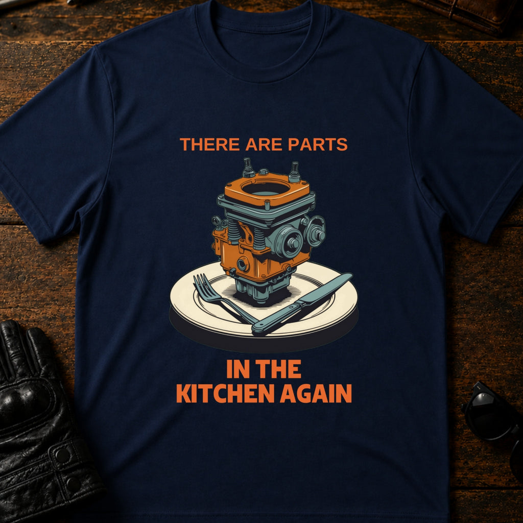 Spare Parts In The Kitchen Again Biker Husband T-Shirt - mockup 5 navy