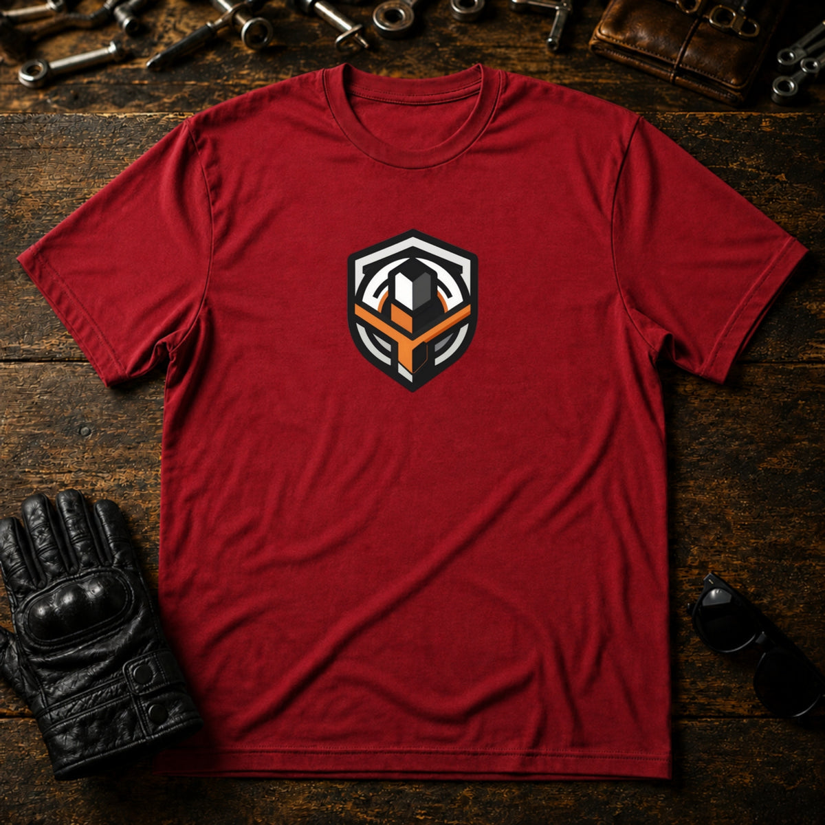 Brotherhood Emblem T-Shirt - mockup 7 cardinal red
