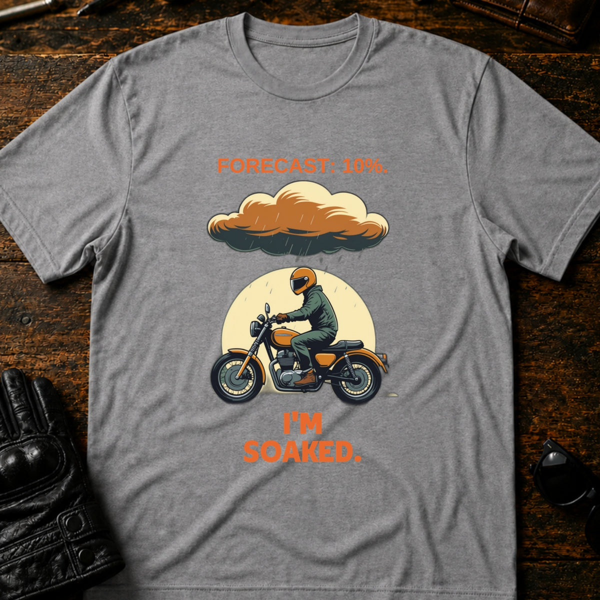 Forecast Said 10 Percent Im Soaked Biker T-Shirt, sport gray