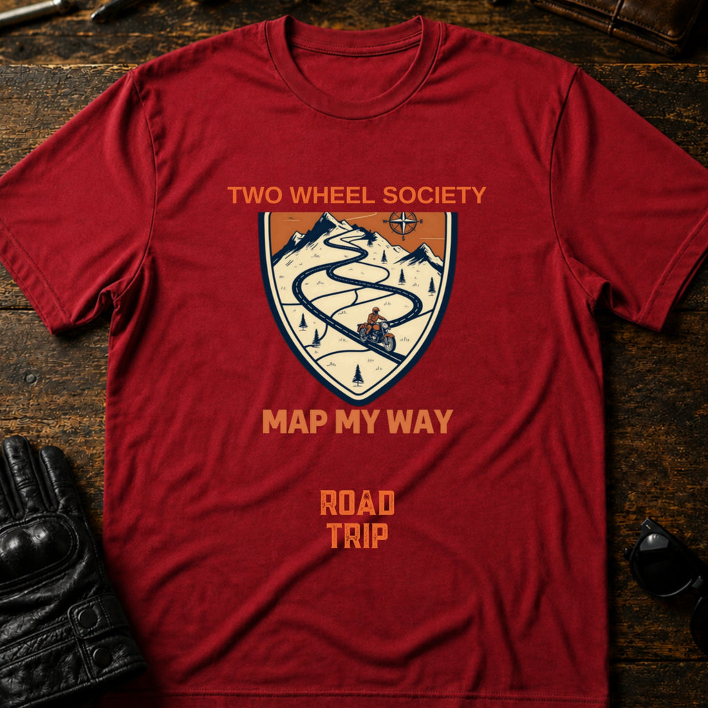 Road Trip Map Art T-Shirt - mockup 7 cardinal red