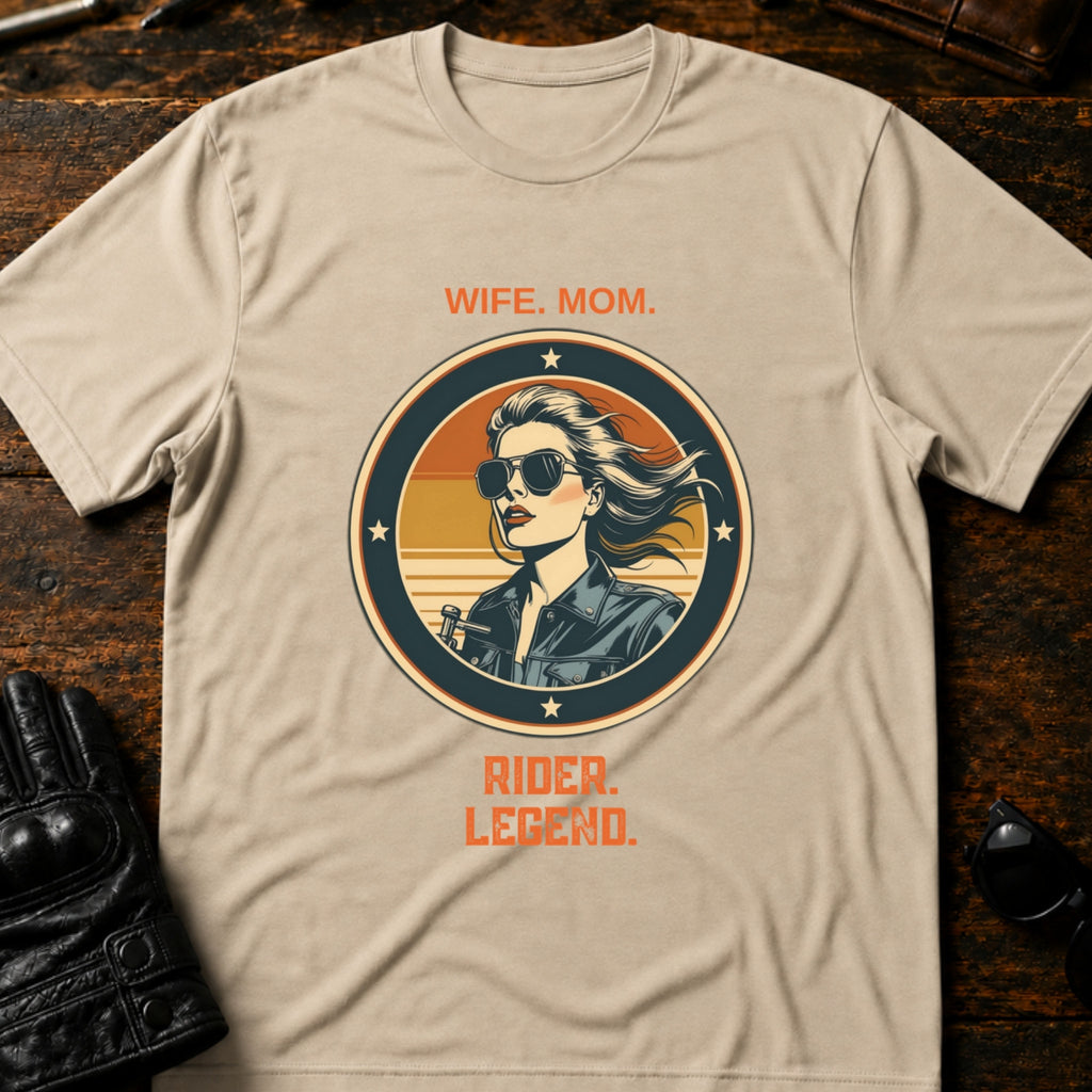 Wife Mom Rider Legend Women Biker T-Shirt - mockup 6 sand