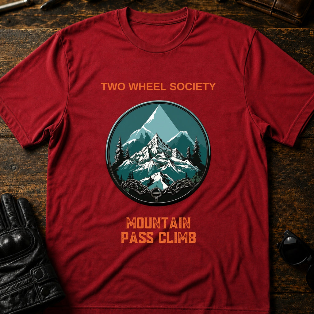 Mountain Pass Climb T-Shirt - mockup 7 cardinal red