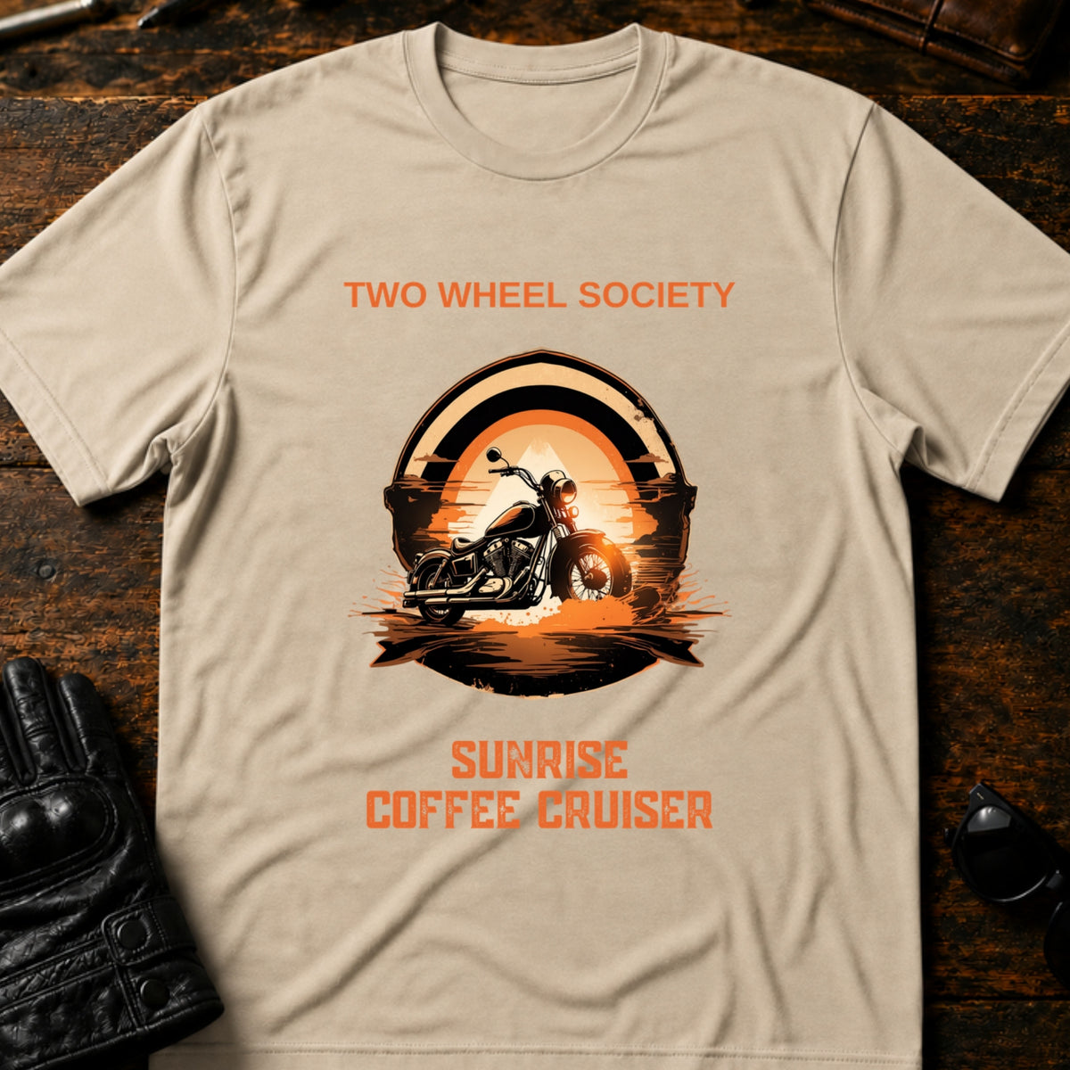 Sunrise Coffee Cruiser T-Shirt, sand