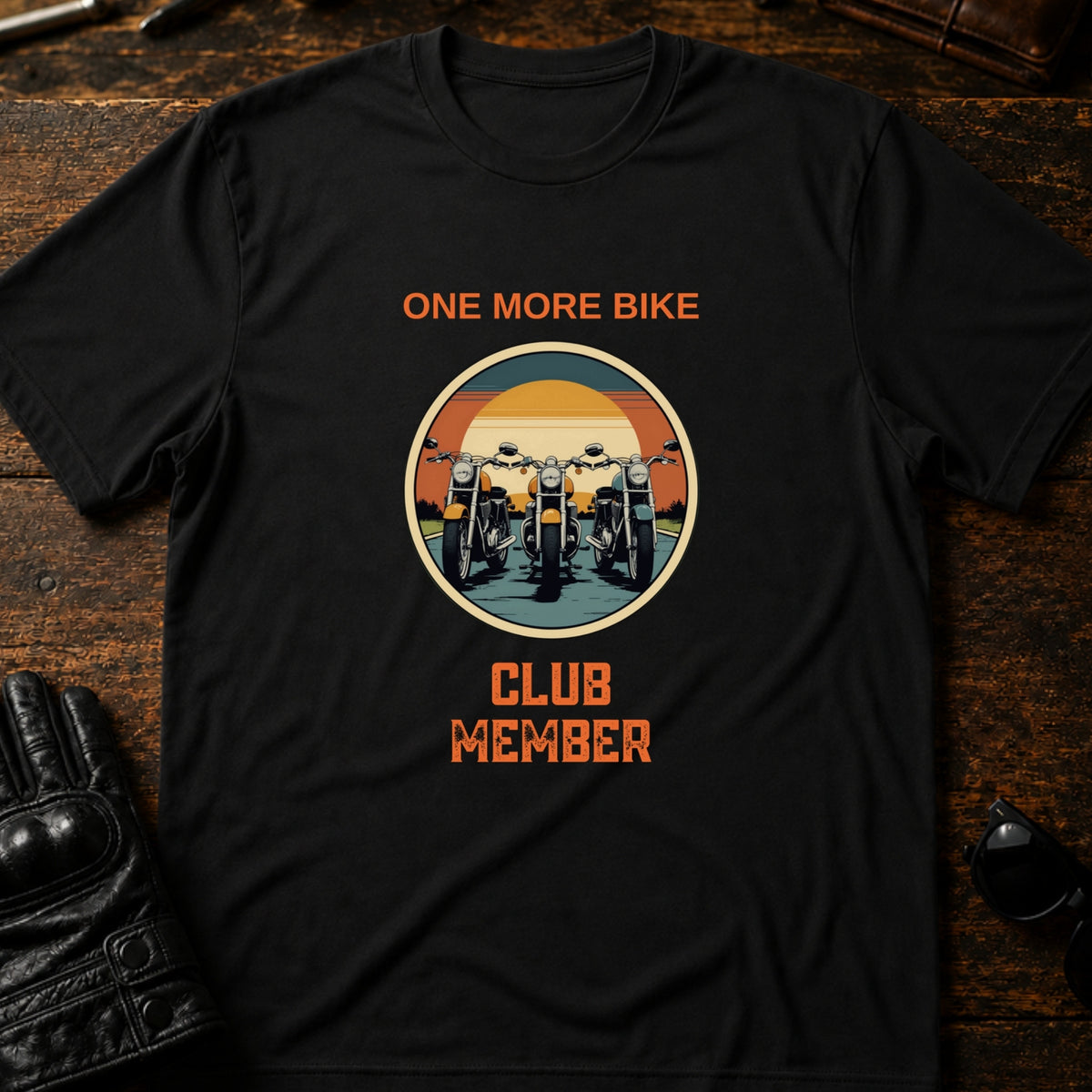 One More Bike Club Member Funny Motorcycle T-Shirt, black