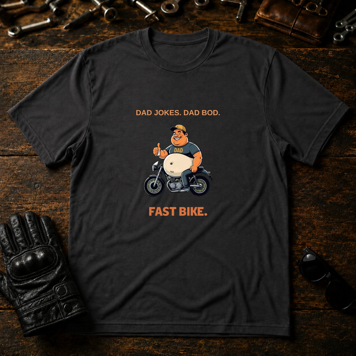 Dad Jokes Dad Bod Fast Bike T-Shirt - mockup 3 charcoal