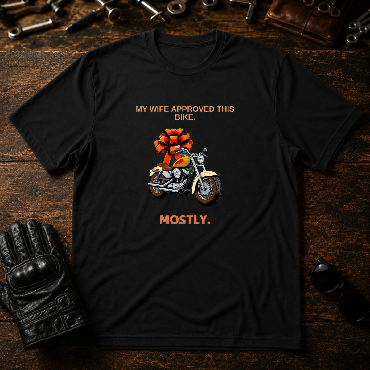 My Wife Approved This Bike T-Shirt - mockup 1 black