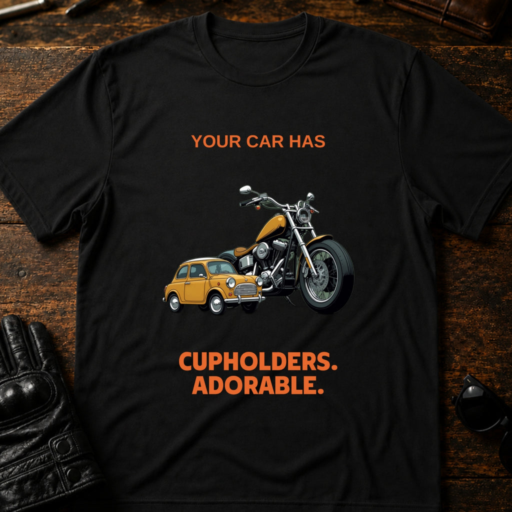 Your Car Has Cupholders Thats Adorable Biker T-Shirt - mockup 1 black