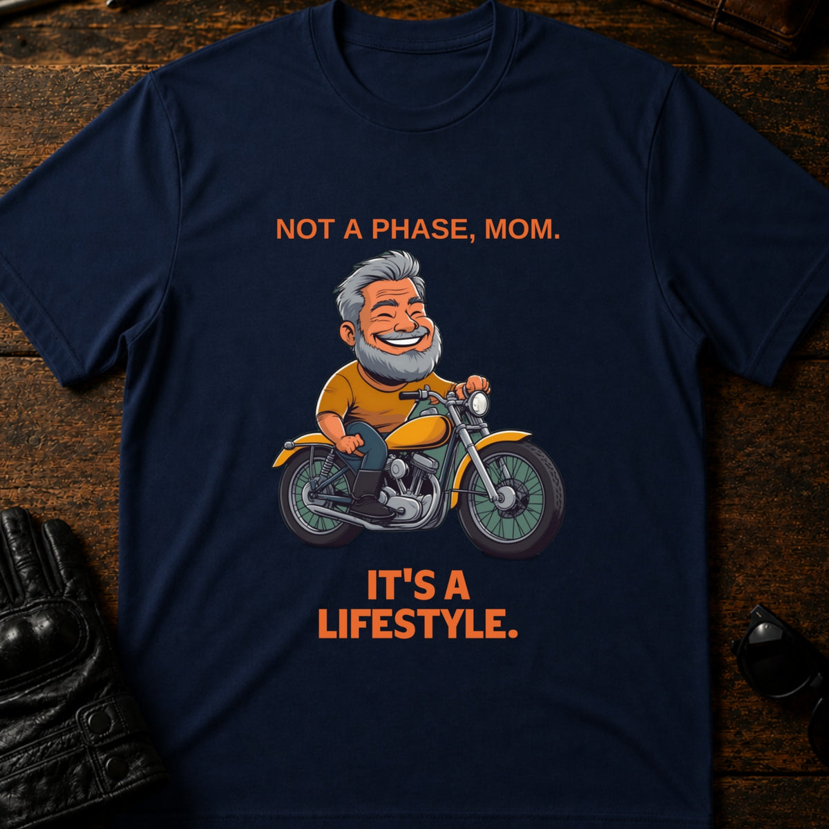 Not A Phase Mom Its A Lifestyle Biker T-Shirt, navy