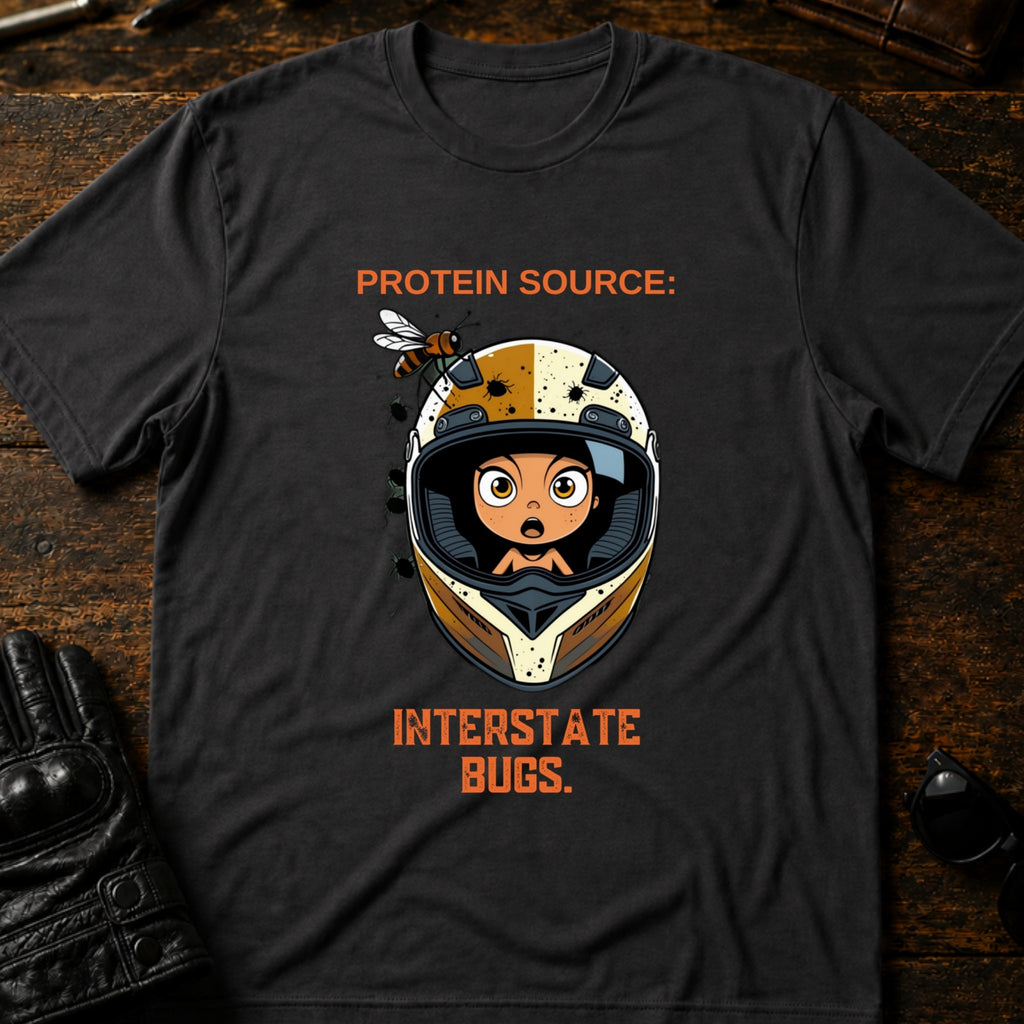 Protein Source Interstate Bugs Funny Biker T-Shirt - mockup 3 charcoal