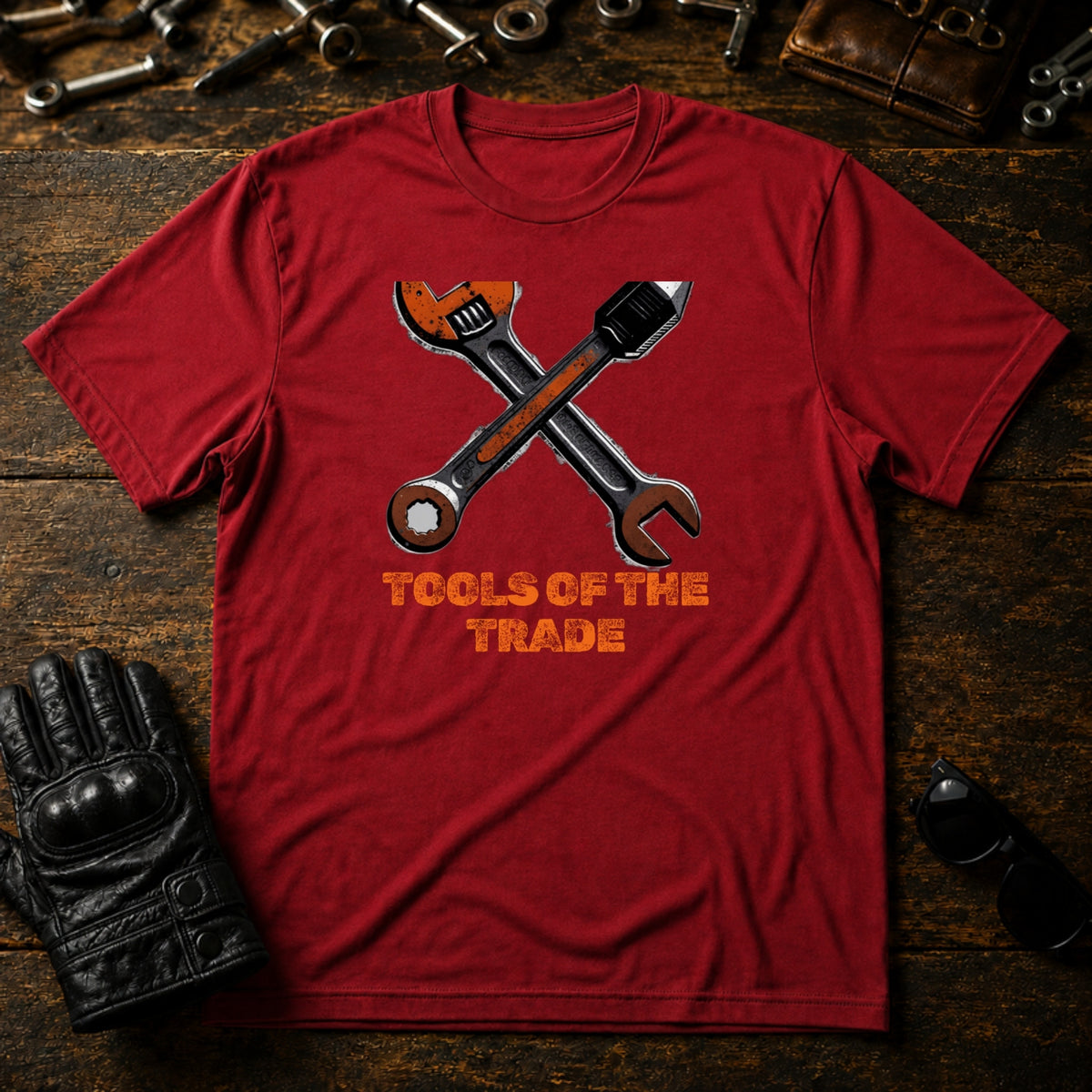Grease Monkey Wrench T-Shirt - mockup 7 cardinal red