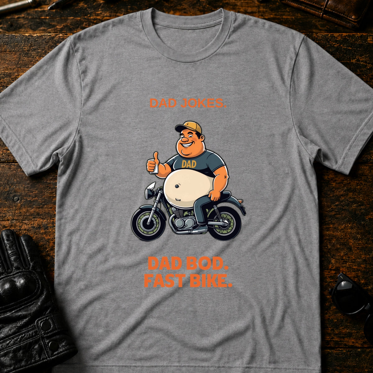 Dad Jokes Dad Bod Fast Bike T-Shirt, sport gray