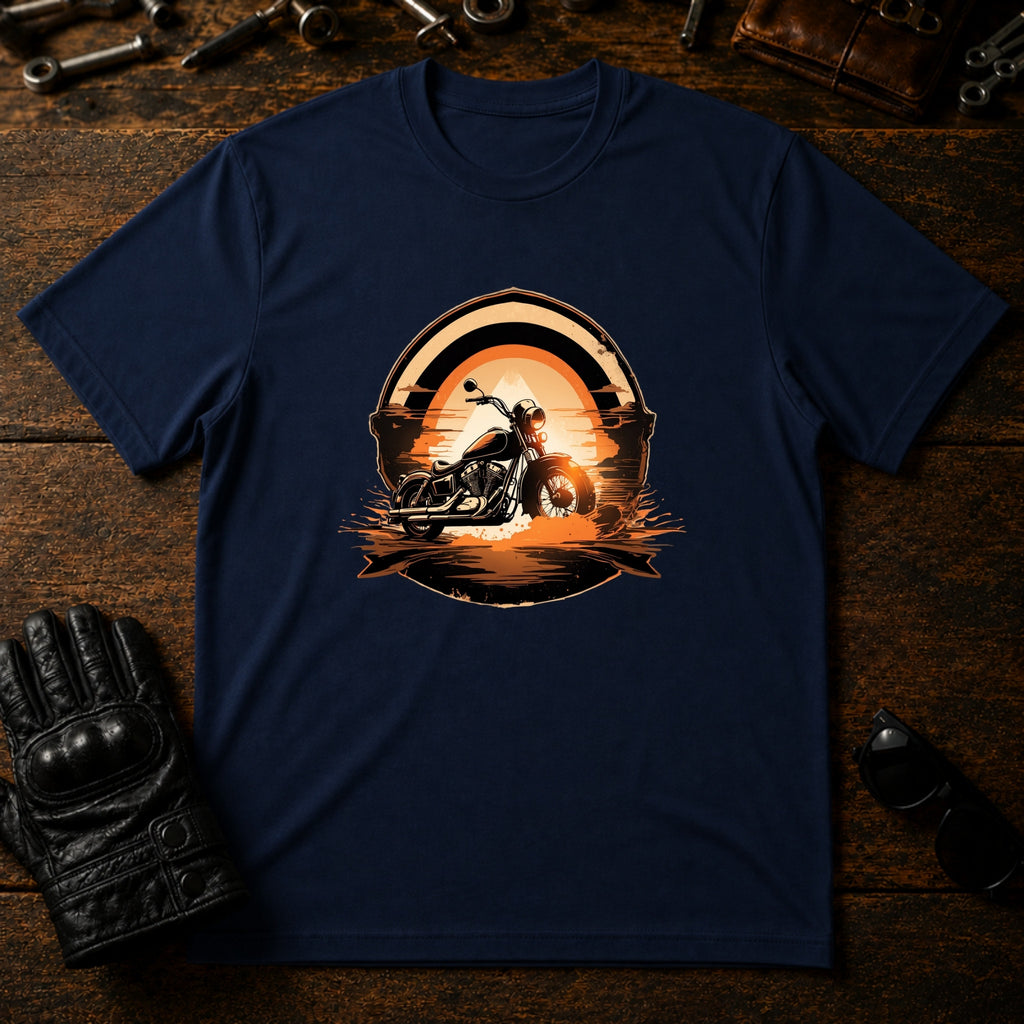 Sunrise Coffee Cruiser T-Shirt - mockup 5 navy