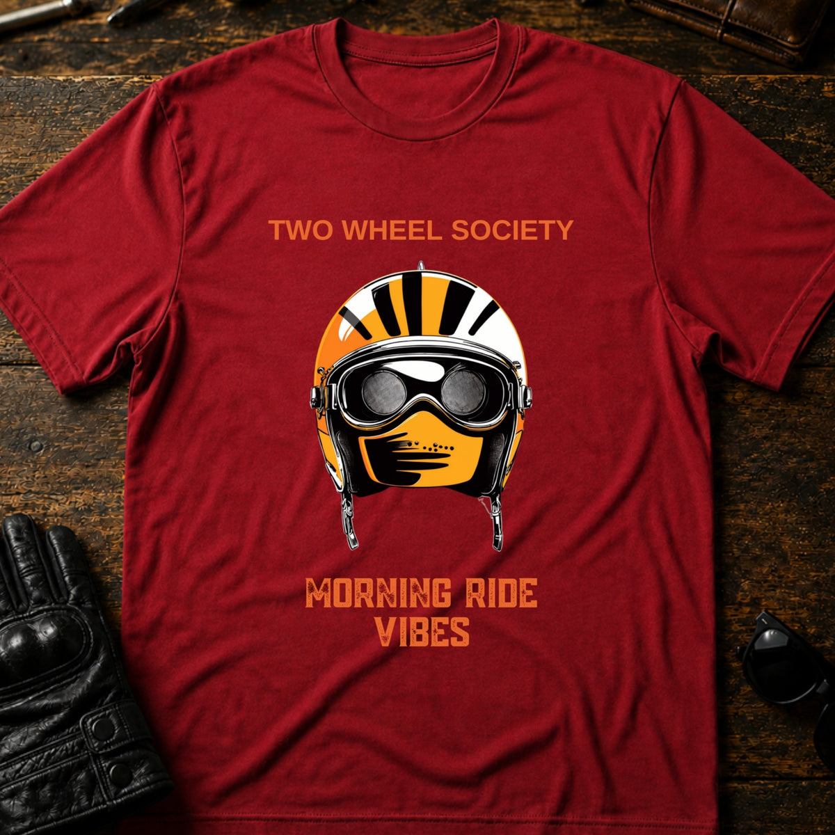 Morning Ride Vibes T-Shirt, cardinal red