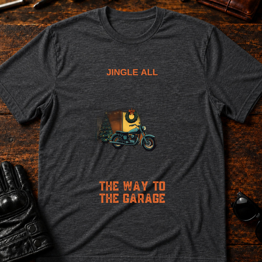 Jingle All The Way To The Garage Christmas Biker T-Shirt - mockup 8 dark heather