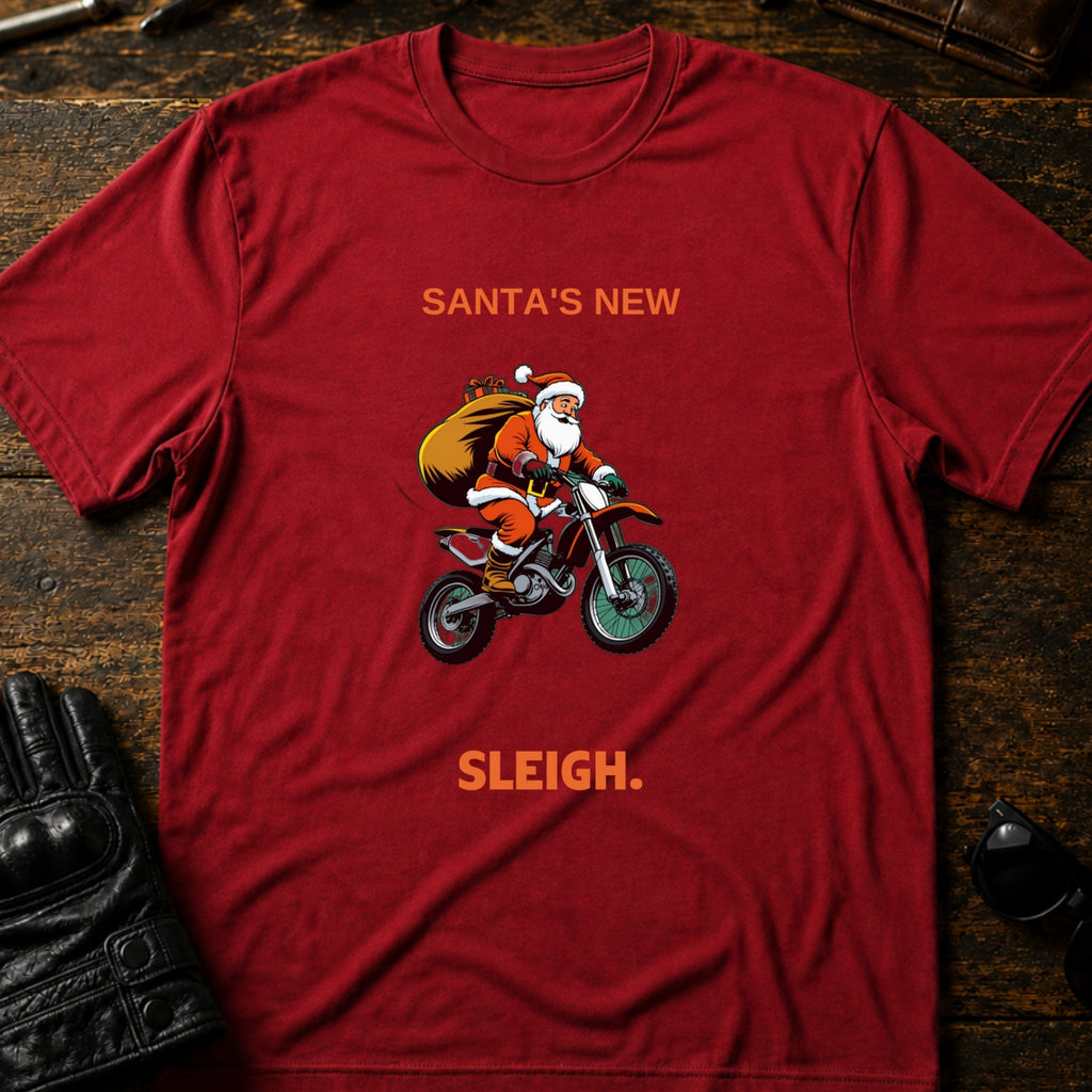 Santa Motocross Christmas Dirt Bike T-Shirt - mockup 7 cardinal red