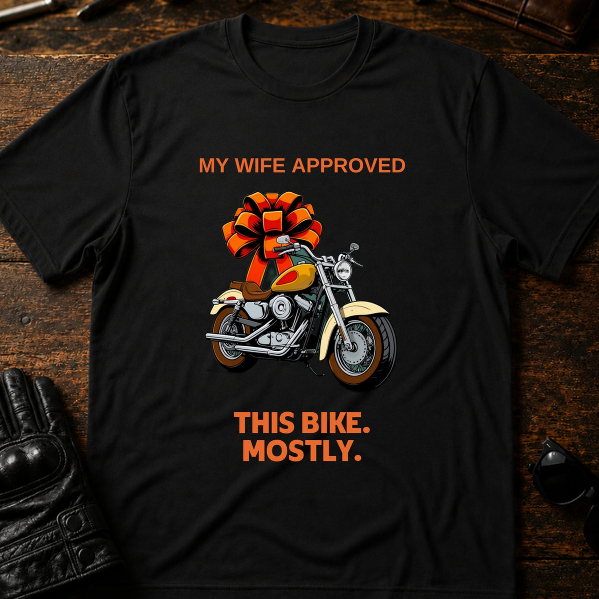 My Wife Approved This Bike T-Shirt, black