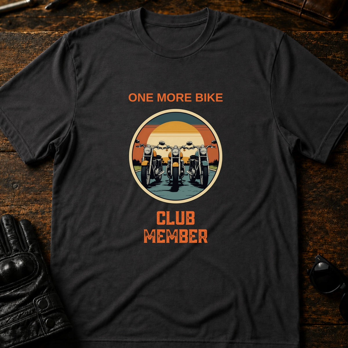 One More Bike Club Member Funny Motorcycle T-Shirt, charcoal