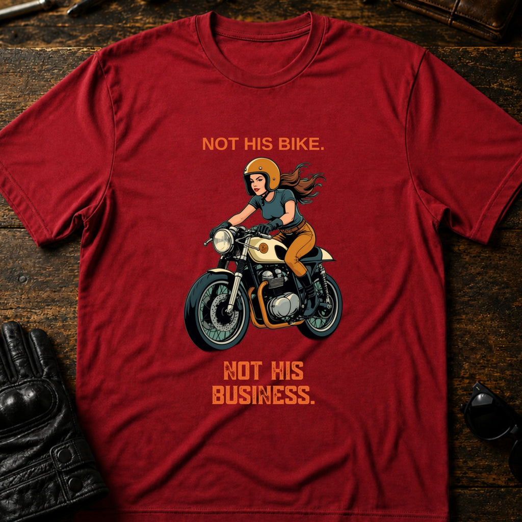 Not His Bike Not His Business Women Rider T-Shirt - mockup 7 cardinal red