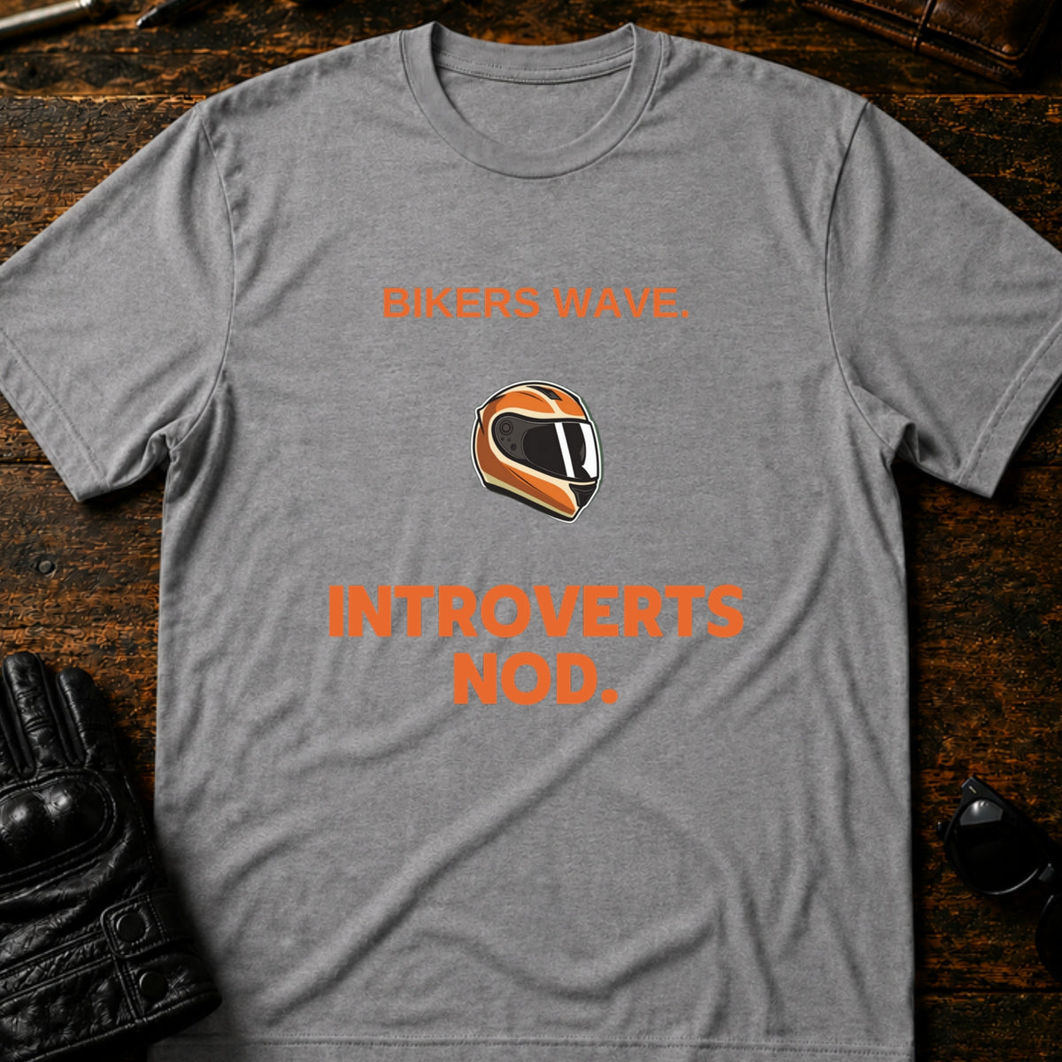 Bikers Wave Introverts Nod Funny Motorcycle T-Shirt, sport gray