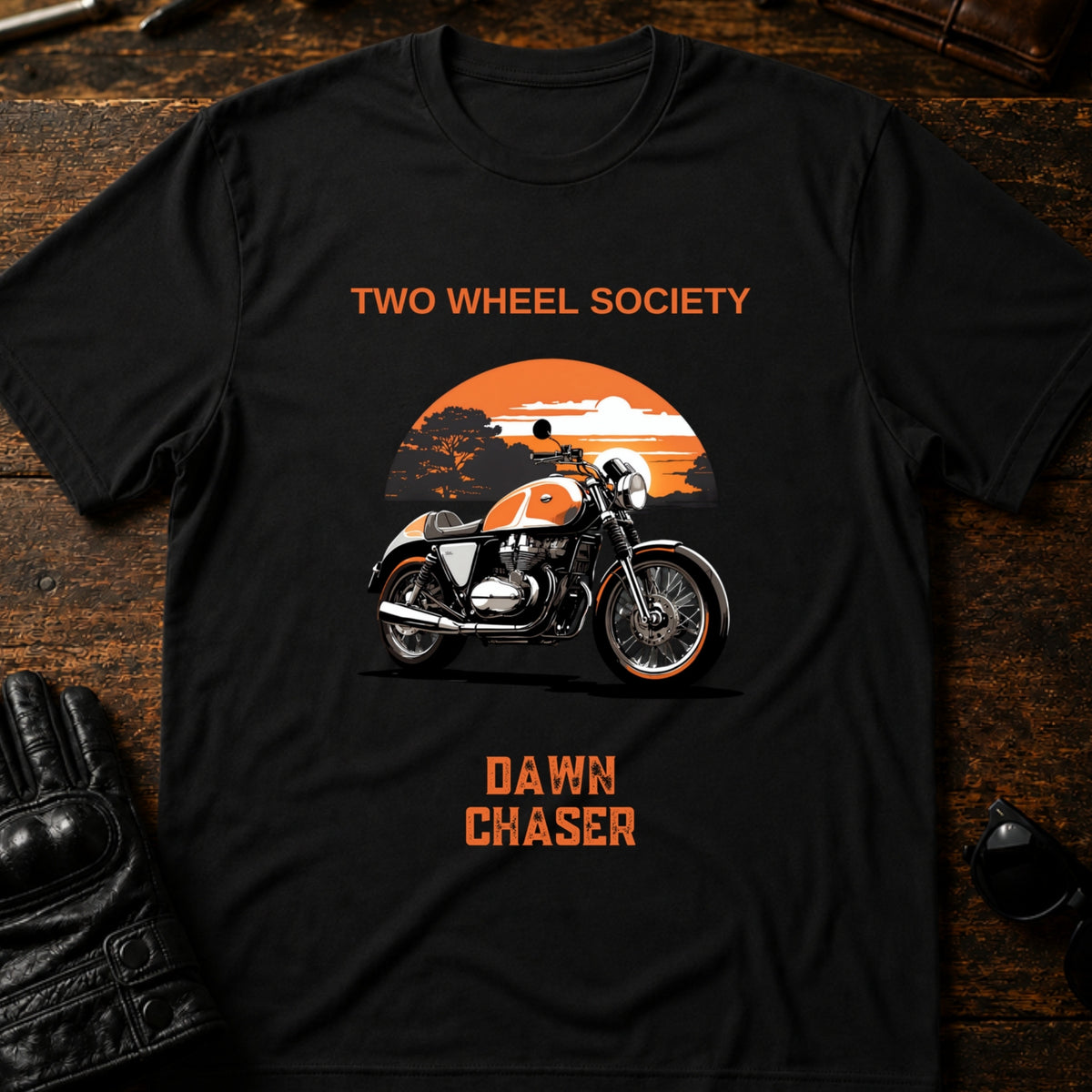 Dawn Chaser Motorcycle T-Shirt, black