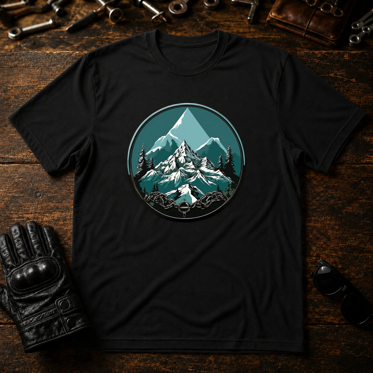 Mountain Pass Climb T-Shirt - mockup 1 black