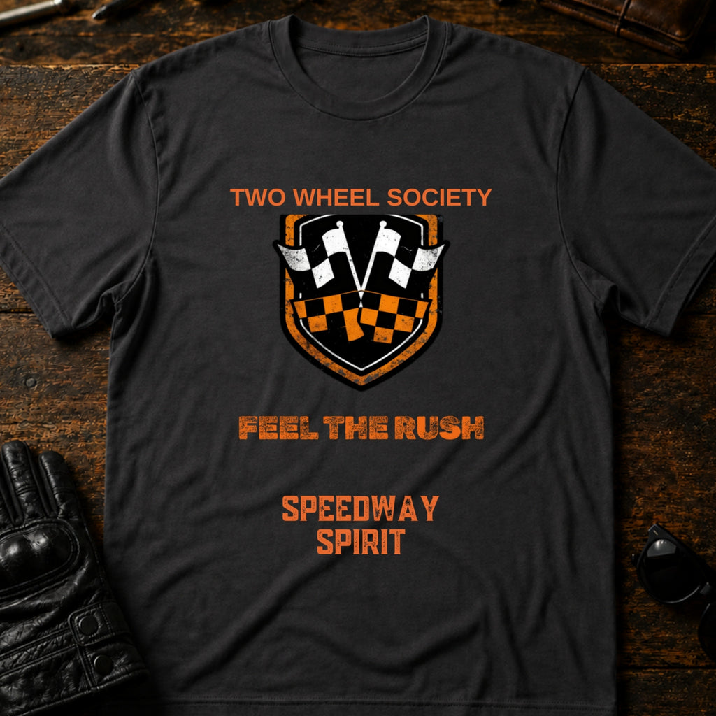 Speedway Spirit Badge T-Shirt - mockup 3 charcoal