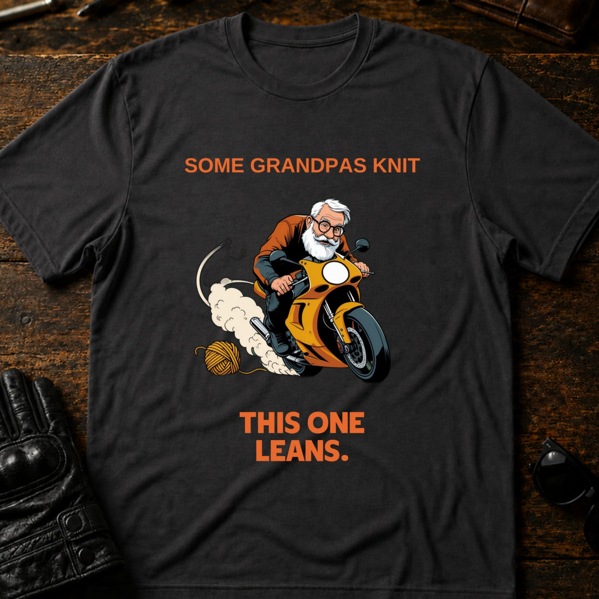 Some Grandpas Knit This One Leans T-Shirt, charcoal