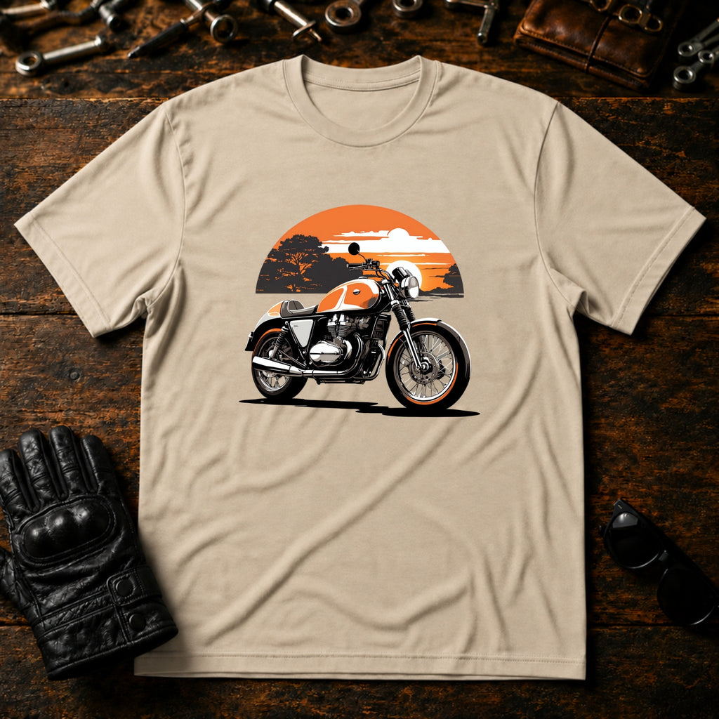Dawn Chaser Motorcycle T-Shirt - mockup 6 sand