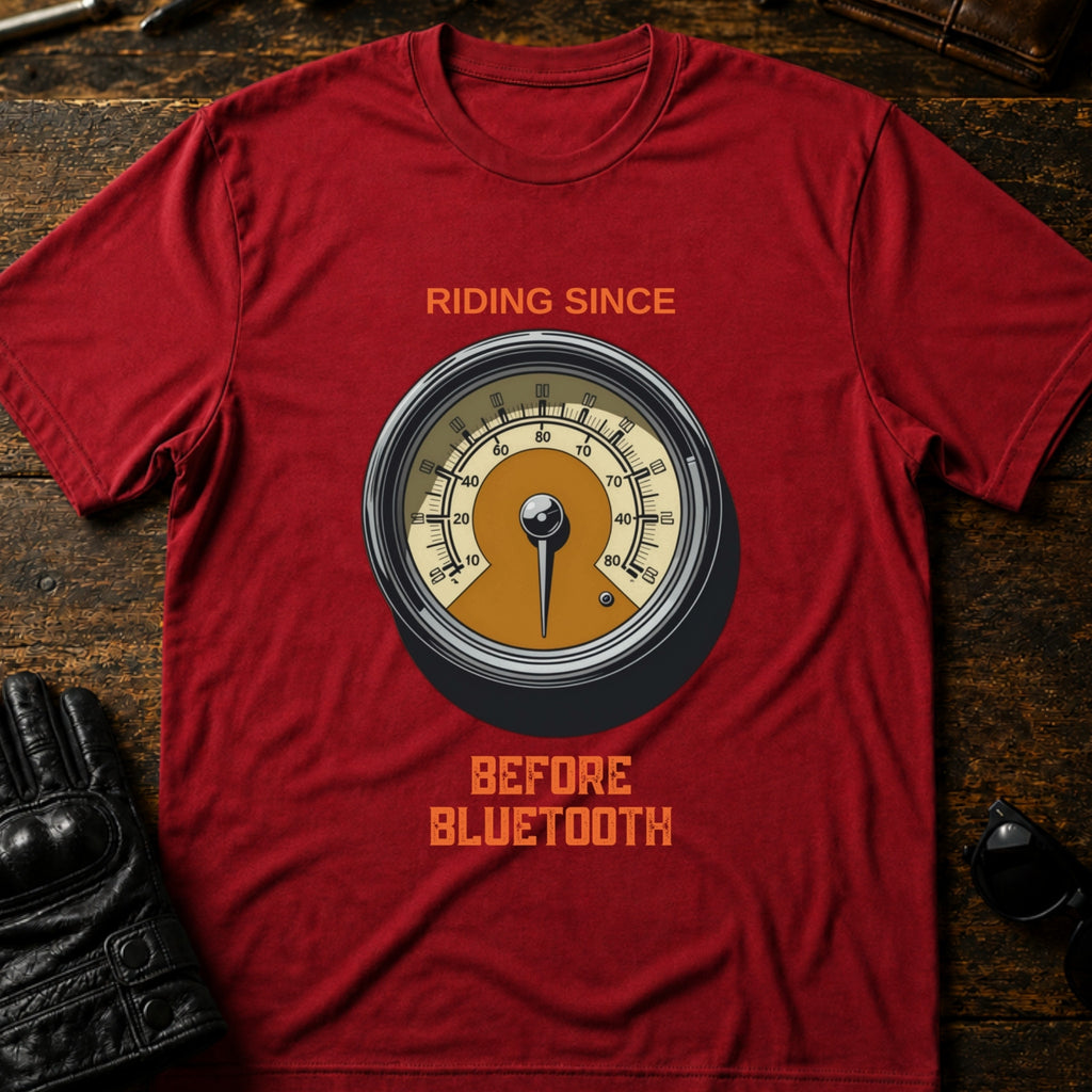 Riding Since Before Bluetooth Vintage Biker T-Shirt - mockup 7 cardinal red