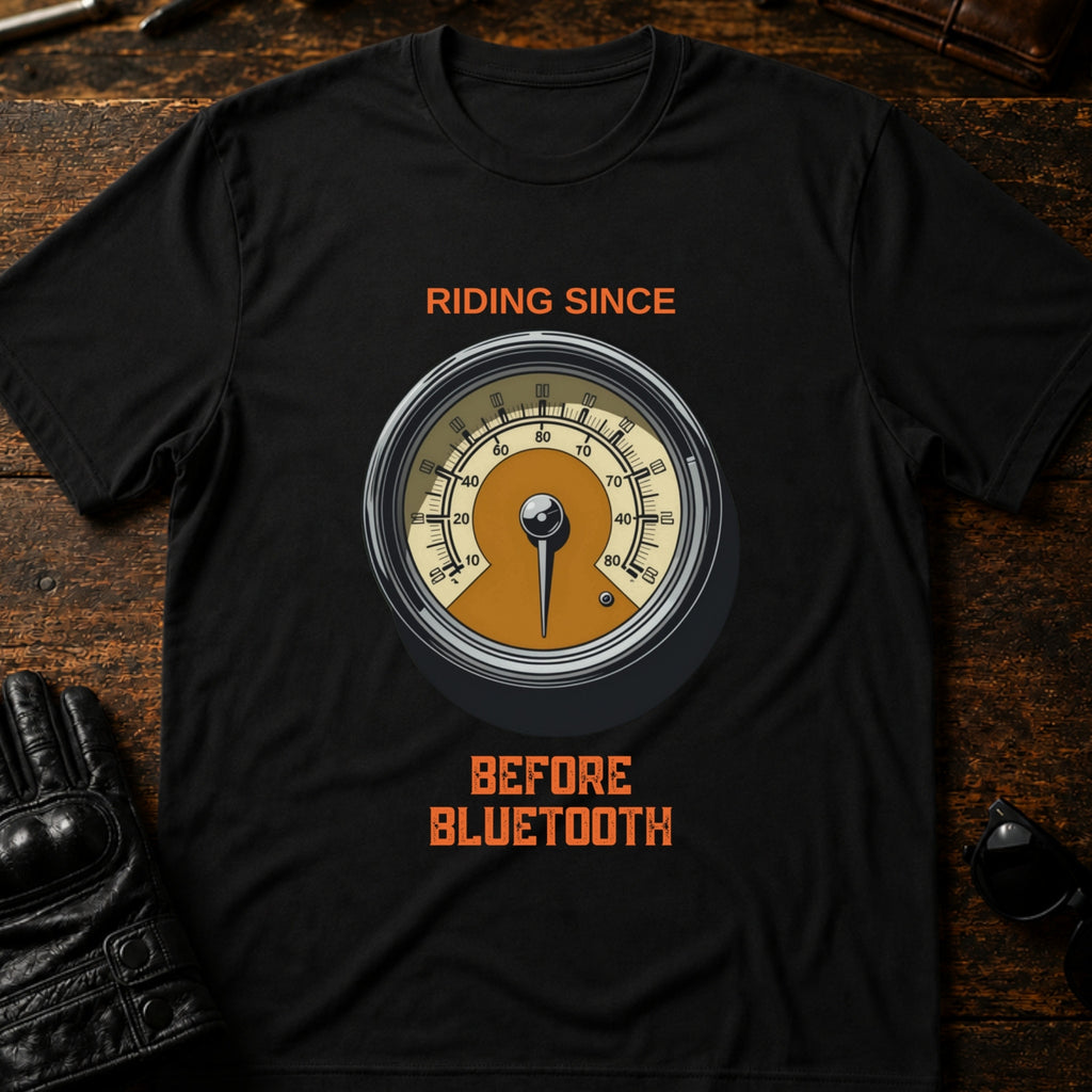 Riding Since Before Bluetooth Vintage Biker T-Shirt - mockup 1 black