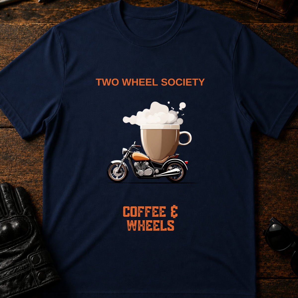 Coffee and Wheels T-Shirt, navy