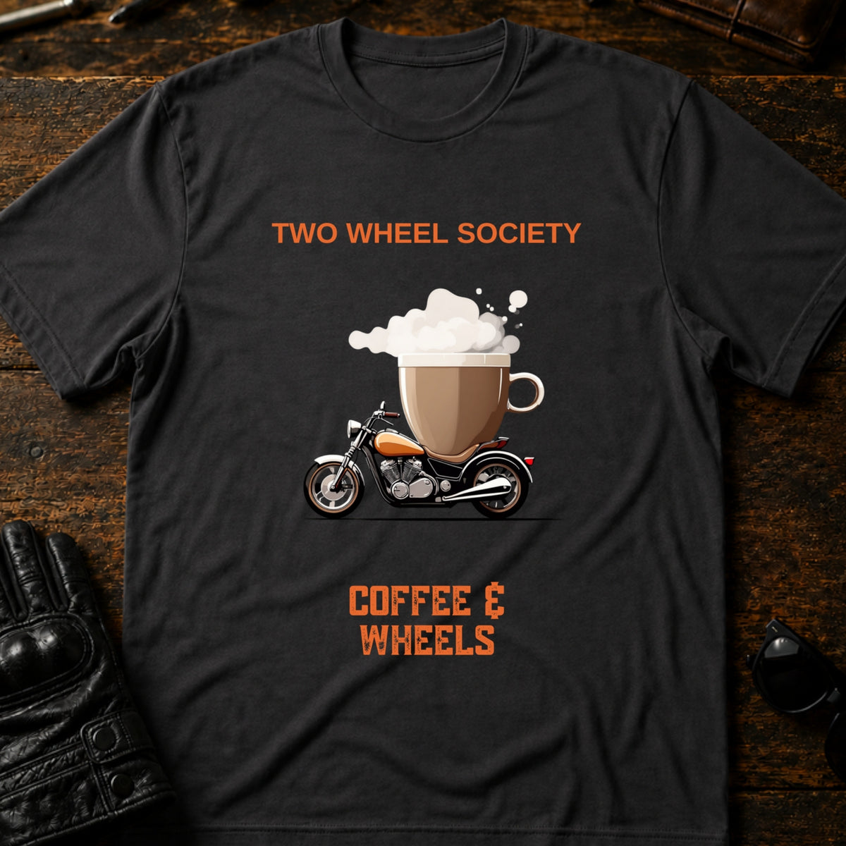 Coffee and Wheels T-Shirt, charcoal