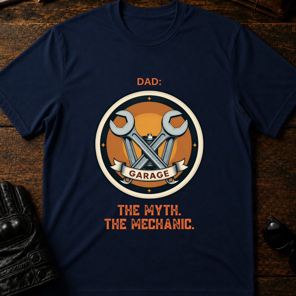 Dad The Man The Myth The Mechanic Motorcycle T-Shirt - mockup 5 navy
