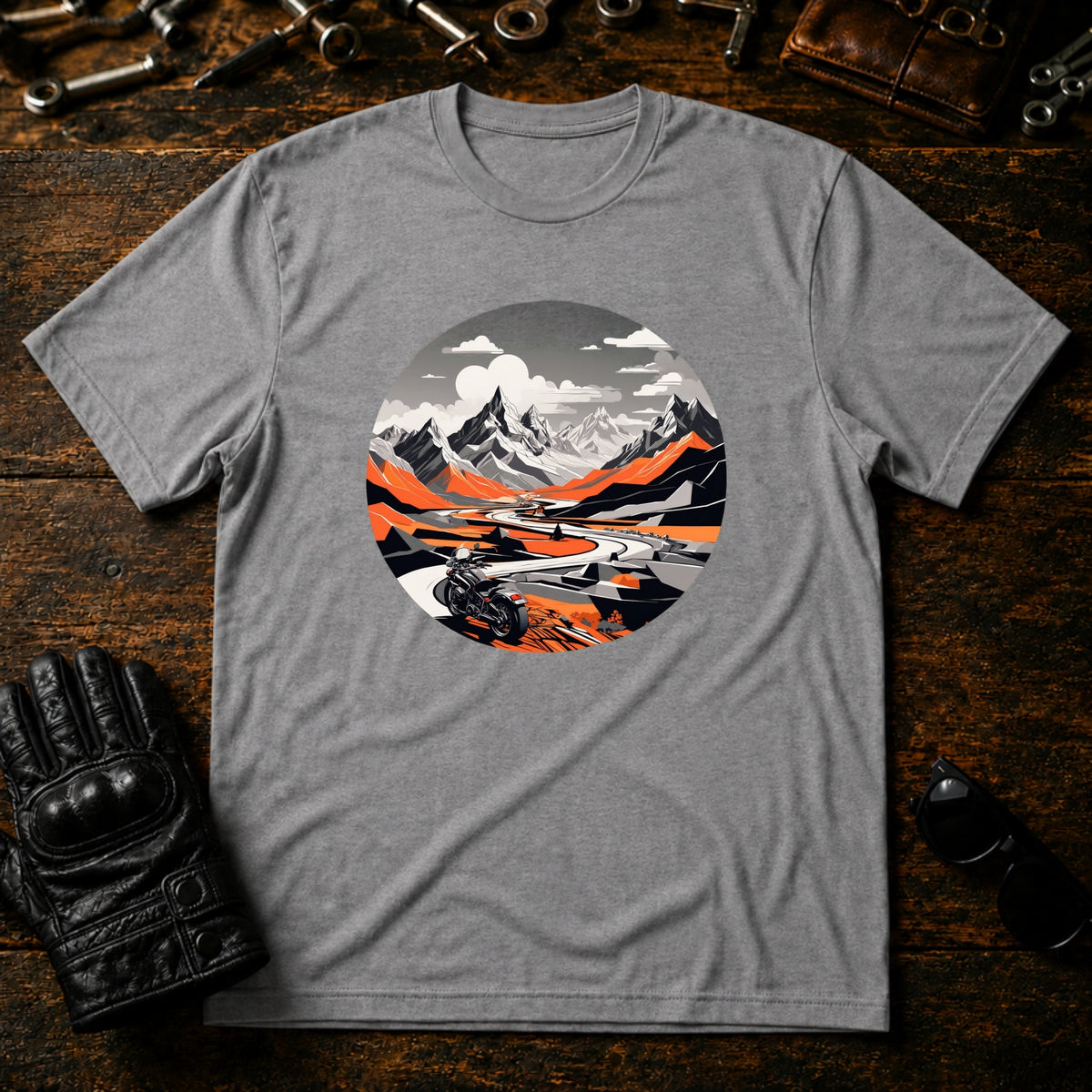 Mountain Pass Ride T-Shirt - mockup 4 sport gray