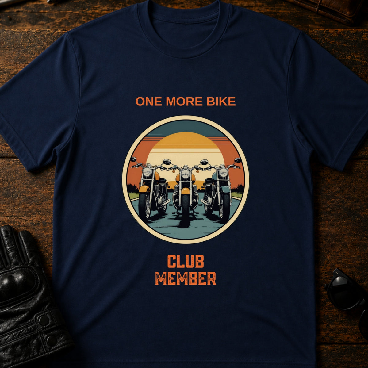 One More Bike Club Member Funny Motorcycle T-Shirt, navy