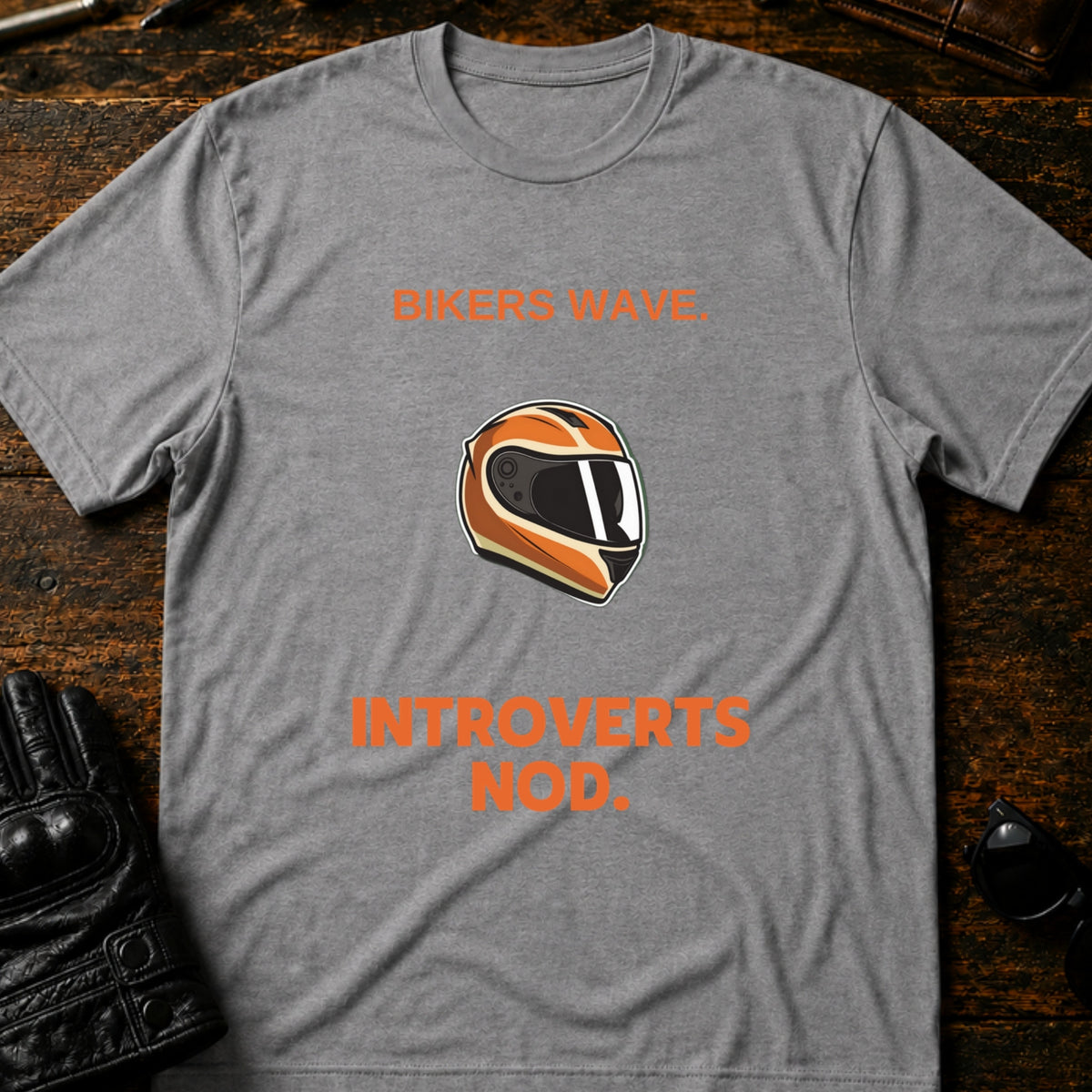 Bikers Wave Introverts Nod Funny Motorcycle T-Shirt, sport gray