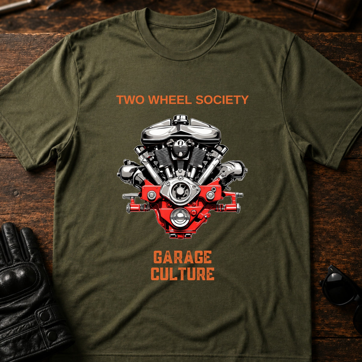 Garage Culture Vintage Art T-Shirt, military green