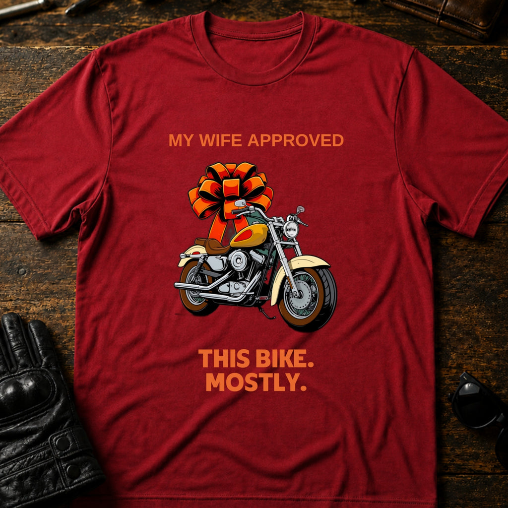 My Wife Approved This Bike T-Shirt - mockup 7 cardinal red