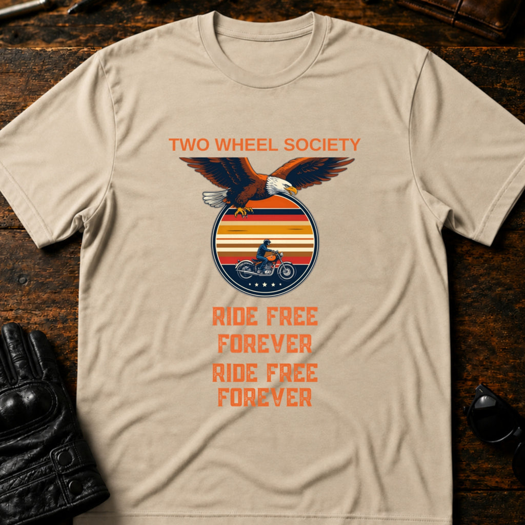 Ride Free Forever T-Shirt - mockup 6 sand