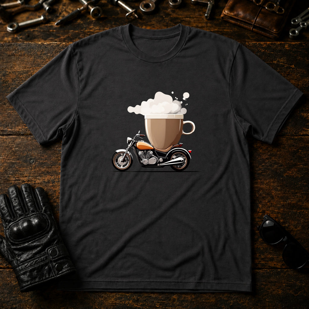 Coffee and Wheels T-Shirt - mockup 3 charcoal