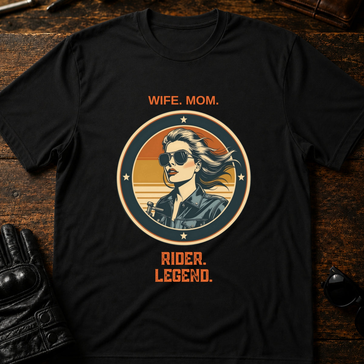 Wife Mom Rider Legend Women Biker T-Shirt, black