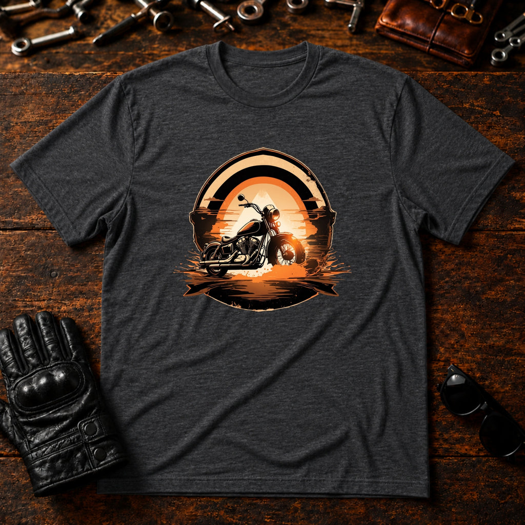 Sunrise Coffee Cruiser T-Shirt - mockup 8 dark heather