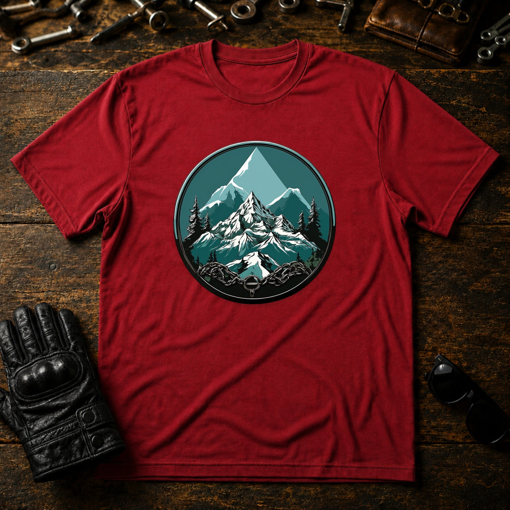 Mountain Pass Climb T-Shirt - mockup 7 cardinal red