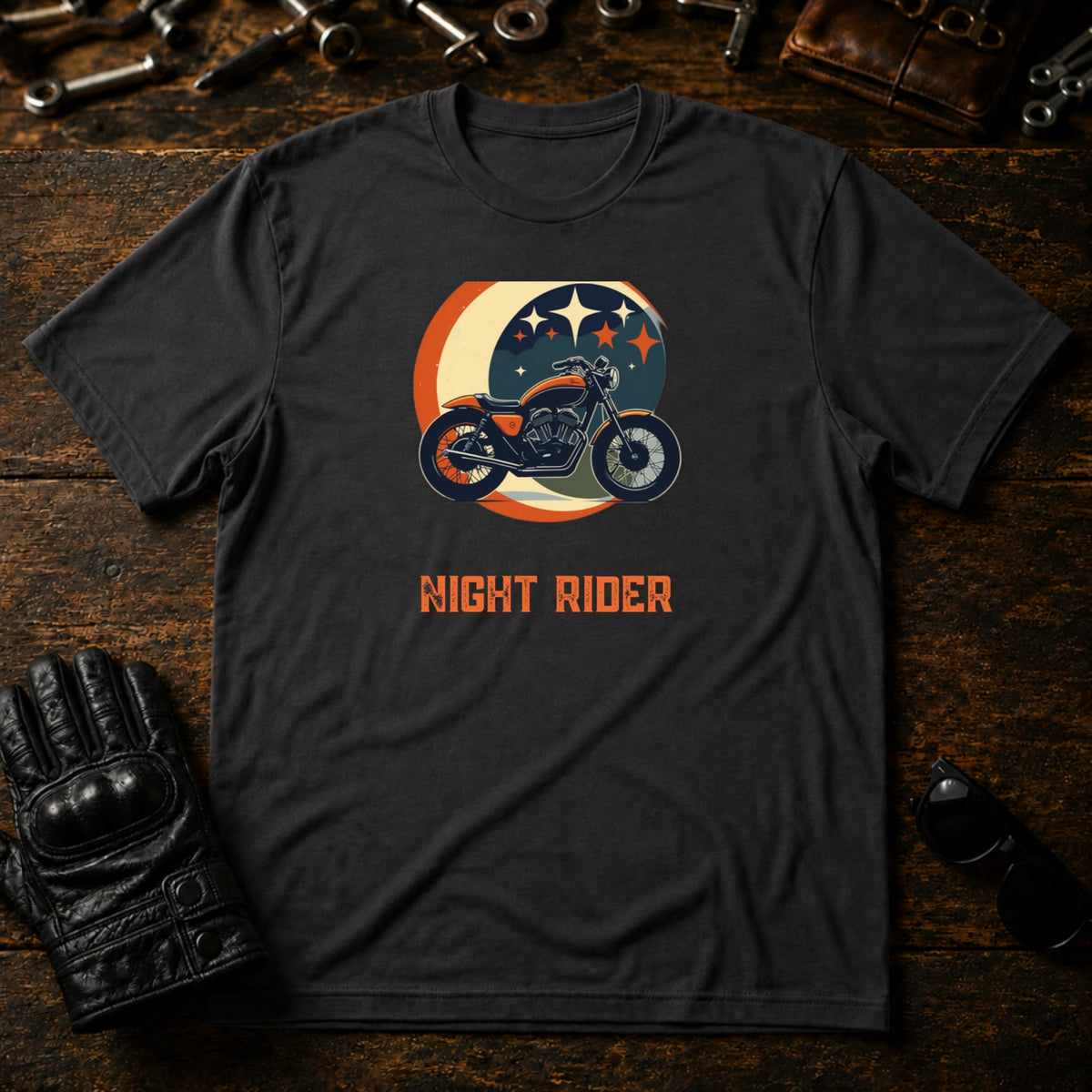 Riders Night Out T-Shirt - mockup 3 charcoal