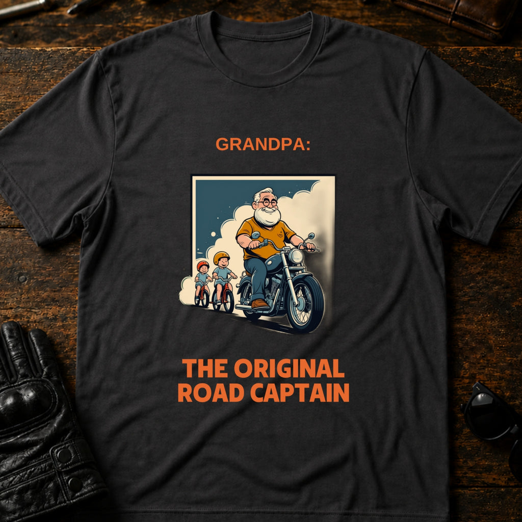 Grandpa The Original Road Captain Motorcycle Gift T-Shirt - mockup 3 charcoal