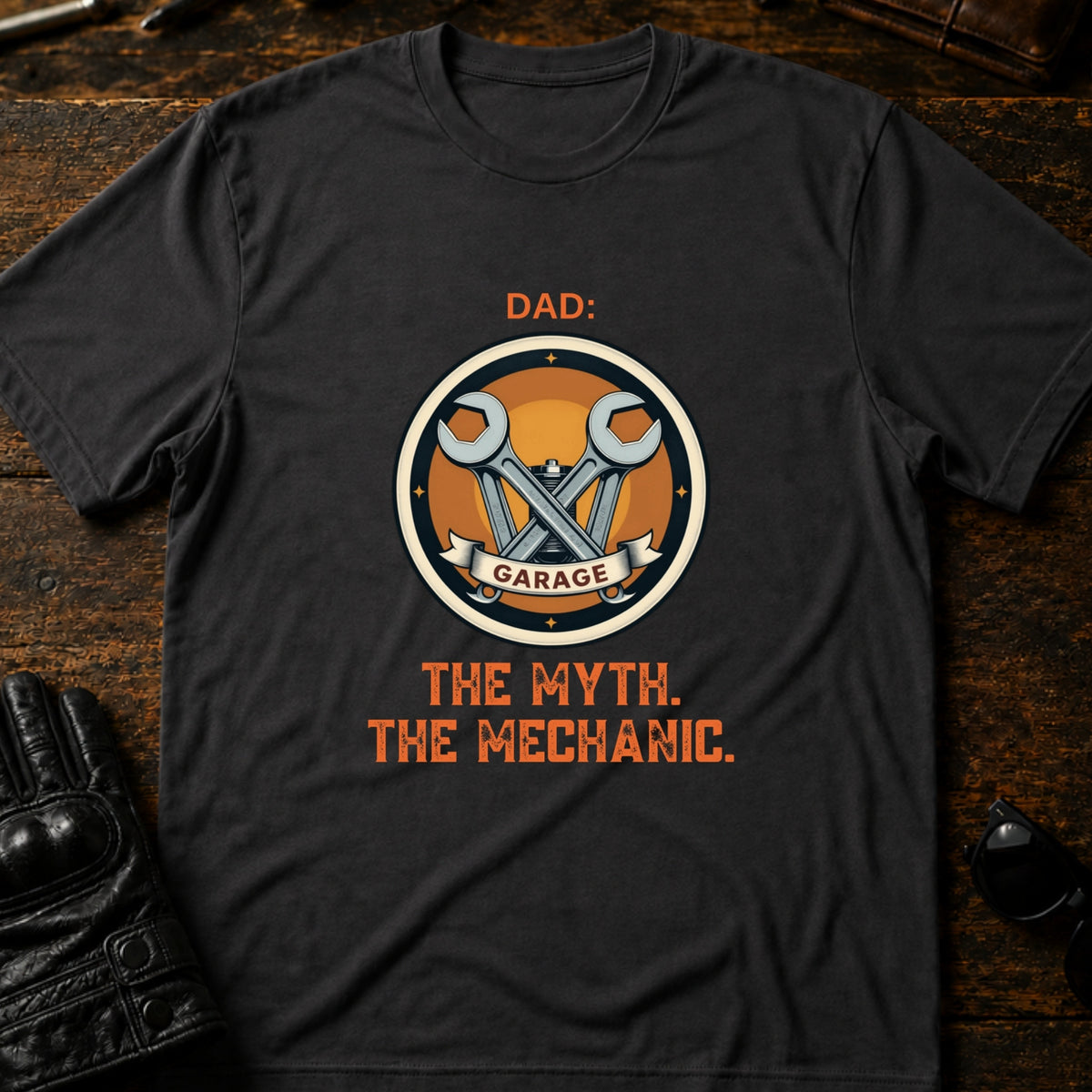 Dad The Man The Myth The Mechanic Motorcycle T-Shirt, charcoal