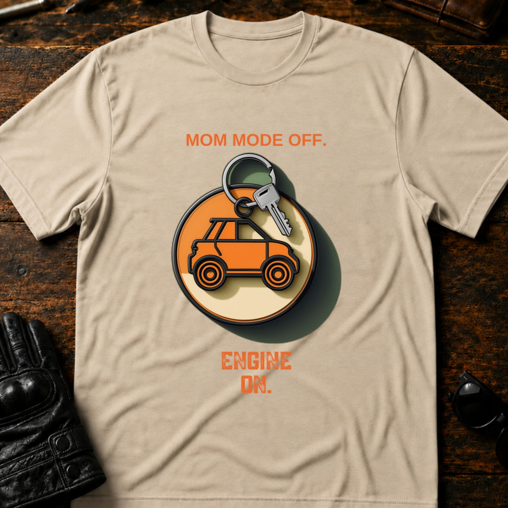 Mom Mode Off Engine On Motorcycle Mom T-Shirt - mockup 6 sand
