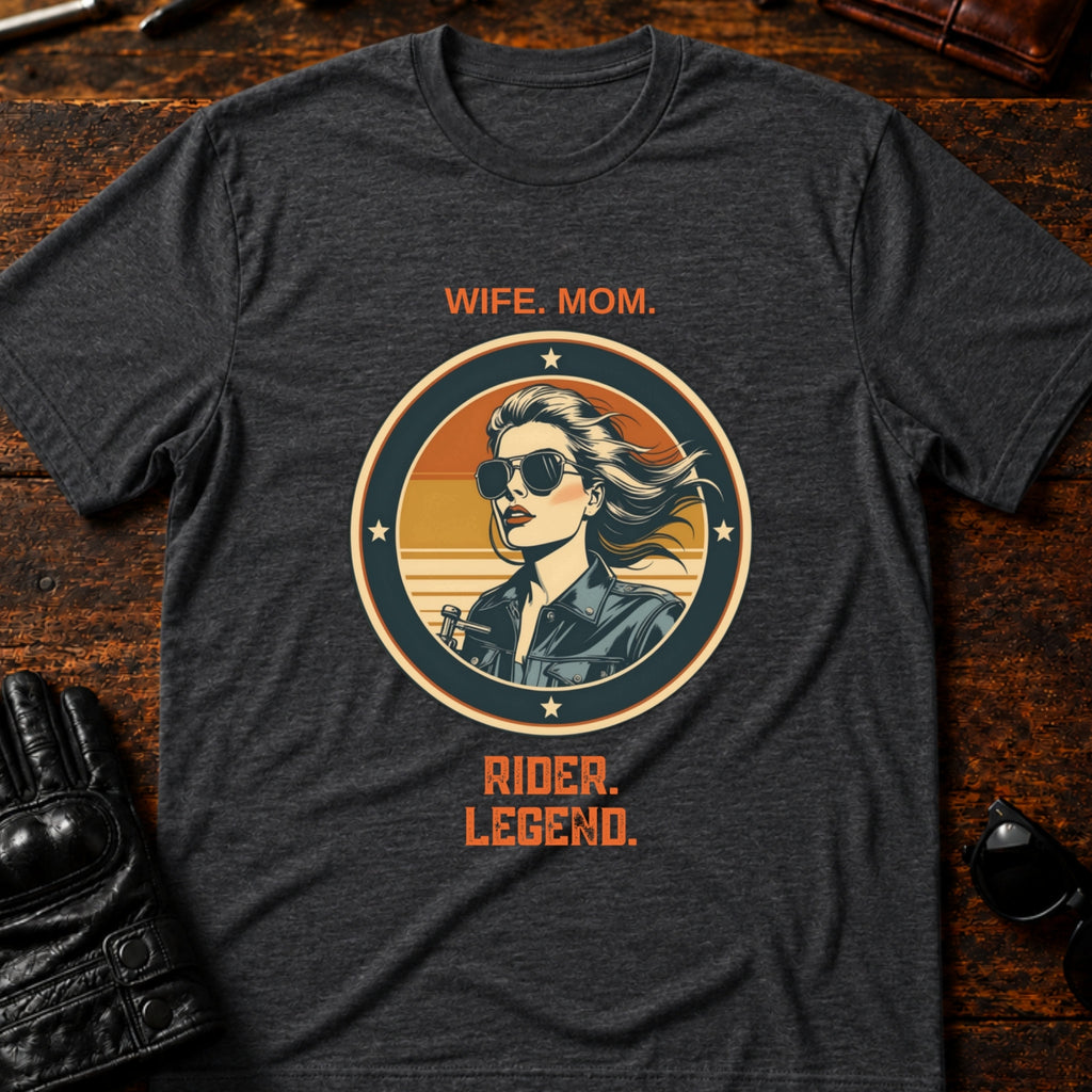 Wife Mom Rider Legend Women Biker T-Shirt - mockup 8 dark heather