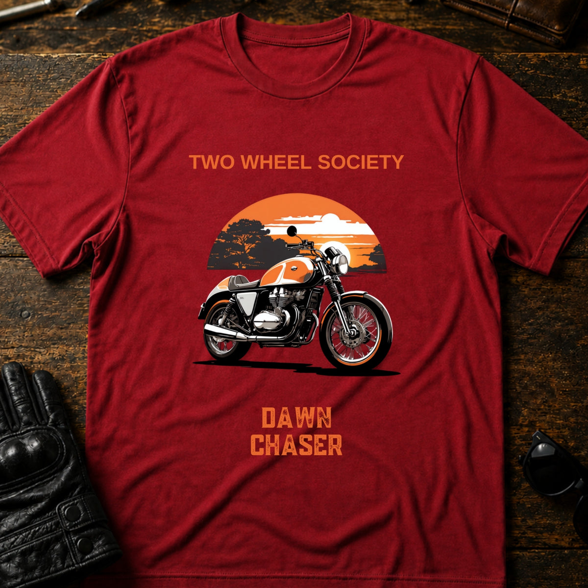 Dawn Chaser Motorcycle T-Shirt, cardinal red