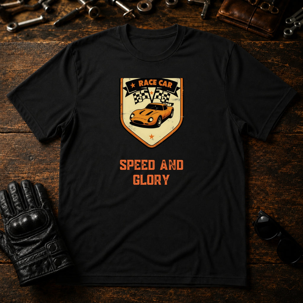 Vintage Race Car Badge T-Shirt - mockup 1 black
